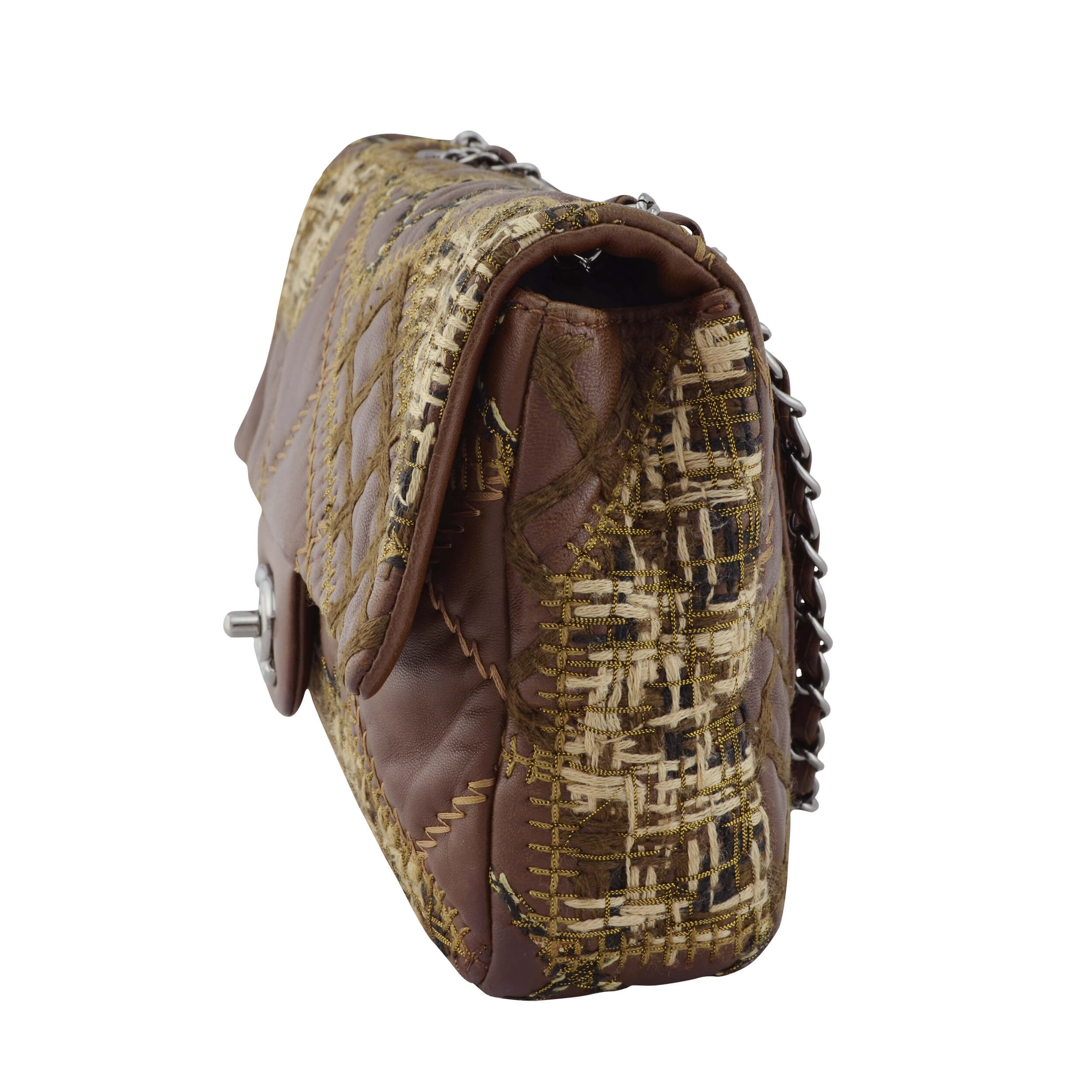 Handtasche CHANEL Quilted Leather/Tweed Patchwork Medium Flap Bag gebraucht 3
