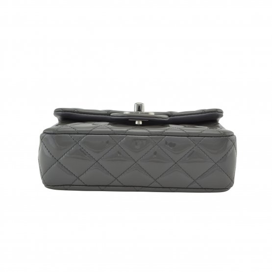Handtasche CHANEL Classic Extra Mini Flap Bag Patent Calfskin Leather Anthracite gebraucht 4