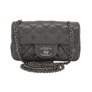 Handtasche CHANEL Classic Extra Mini Flap Bag Patent Calfskin Leather Anthracite gebraucht 2