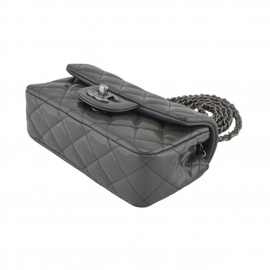 Handtasche CHANEL Classic Extra Mini Flap Bag Patent Calfskin Leather Anthracite gebraucht 5