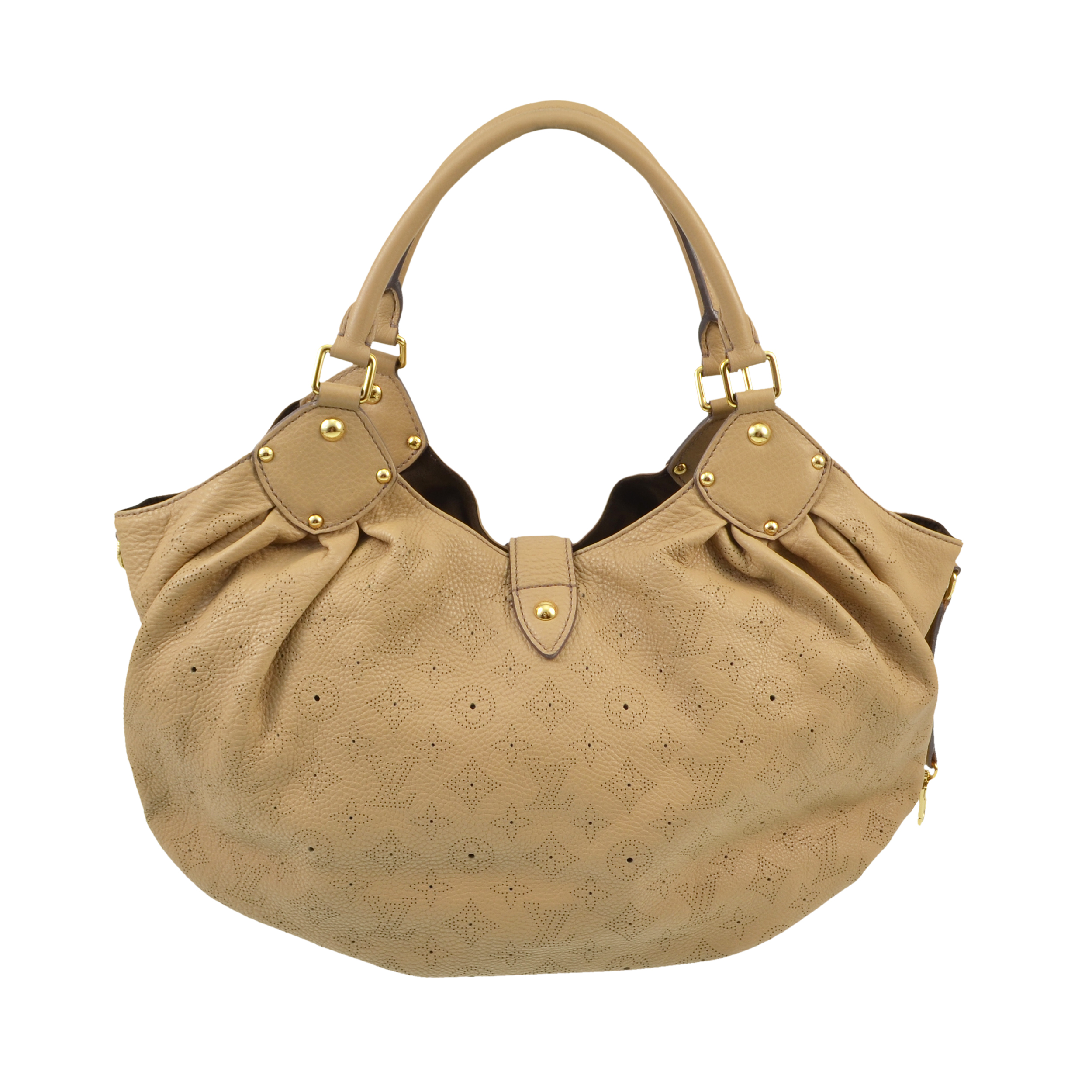 LOUIS VUITTON Mahina L Leder Handtasche Biscuit Second Hand 4