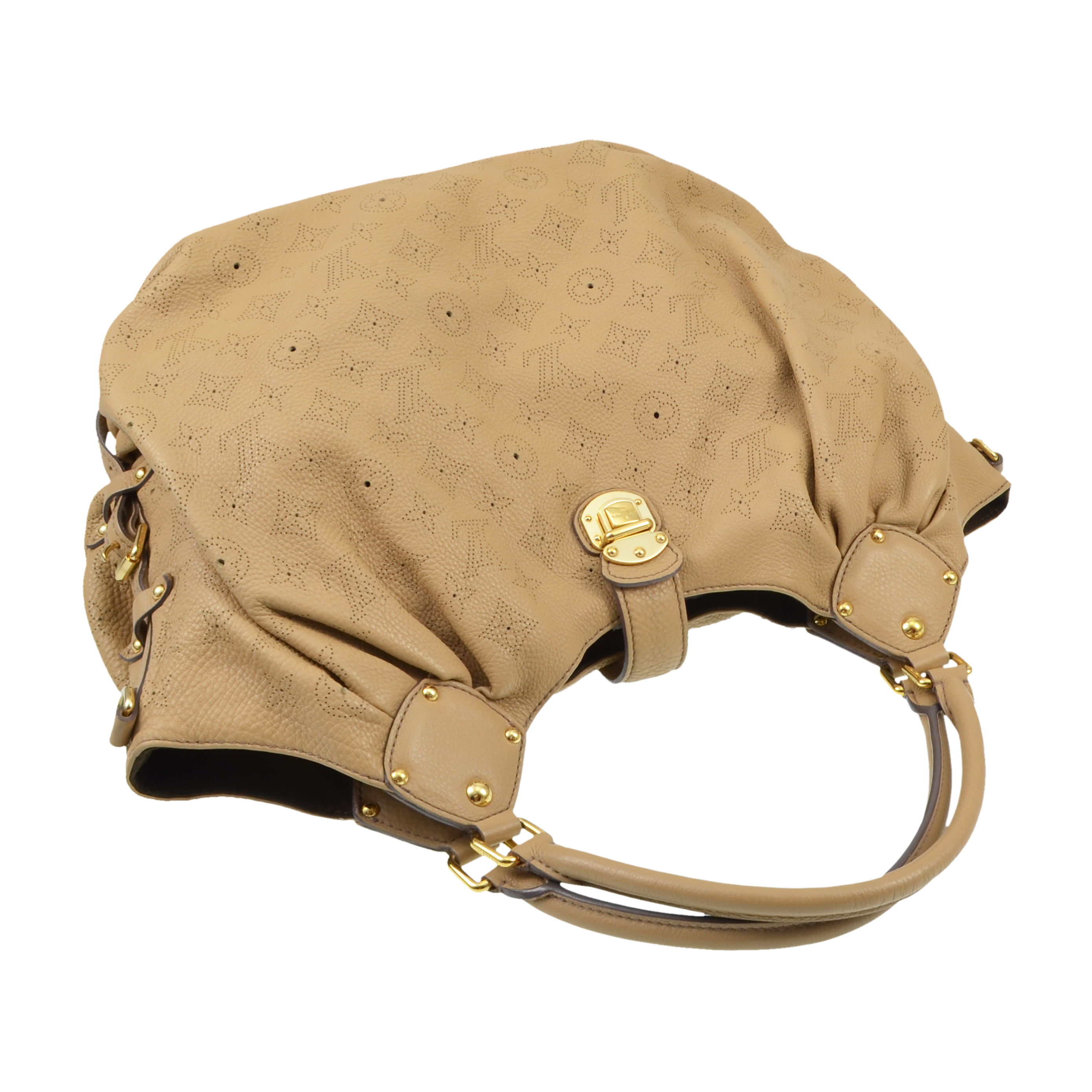 LOUIS VUITTON Mahina L Leder Handtasche Biscuit Second Hand 7