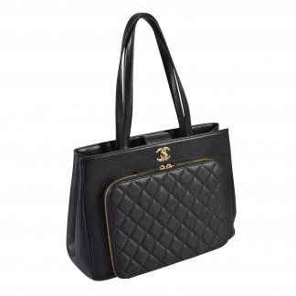 CHANEL Large Shopping Tote Bag Caviar Leder Handtasche Schwarz Second Hand 0