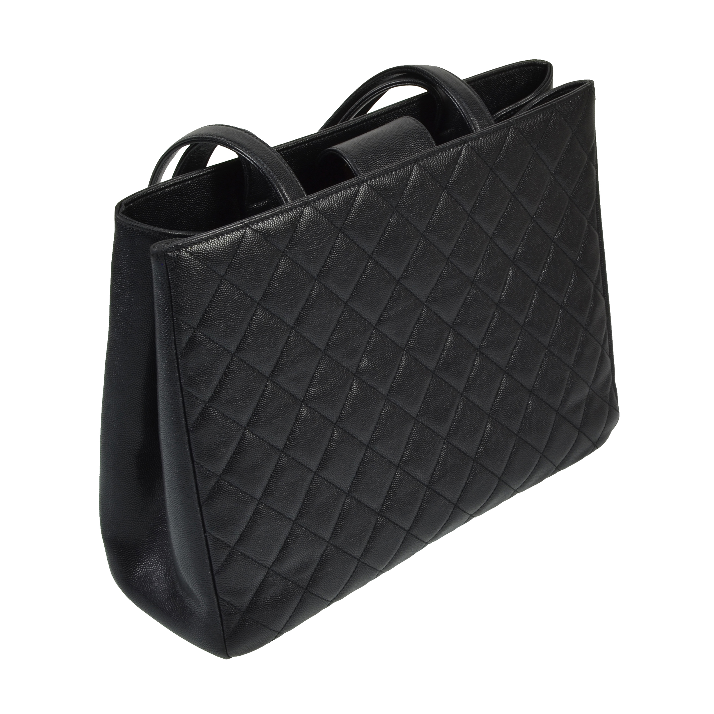 Chanel 35 cm Executive Cerf Einkaufstasche in Schwarz Leder ref
