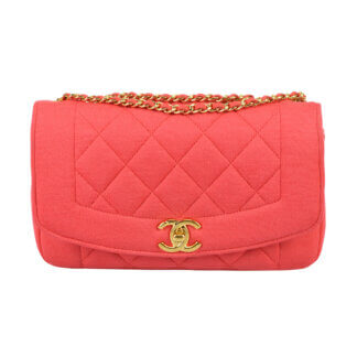 CHANEL Diana Jersey Flap Bag Koralle Second Hand 2
