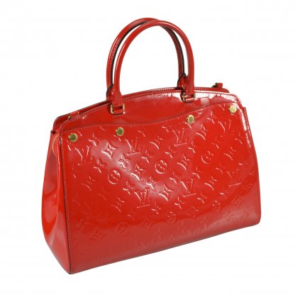 Louis Vuitton Bréa MM Monogram Vernis Leder Handtasche Rot Second Hand 3