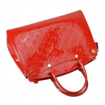Louis Vuitton Bréa MM Monogram Vernis Leder Handtasche Rot Second Hand 6