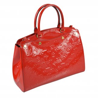 Louis Vuitton Bréa MM Monogram Vernis Leder Handtasche Rot Second Hand 0