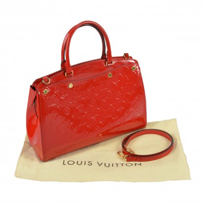Louis Vuitton Bréa MM Monogram Vernis Leder Handtasche Rot Second Hand 1