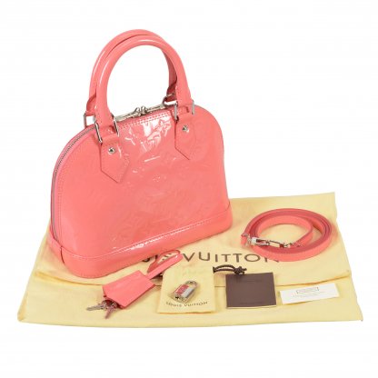 Louis Vuitton Alma BB Monogram Vernis Leder Handtasche Poppy Second Hand 1
