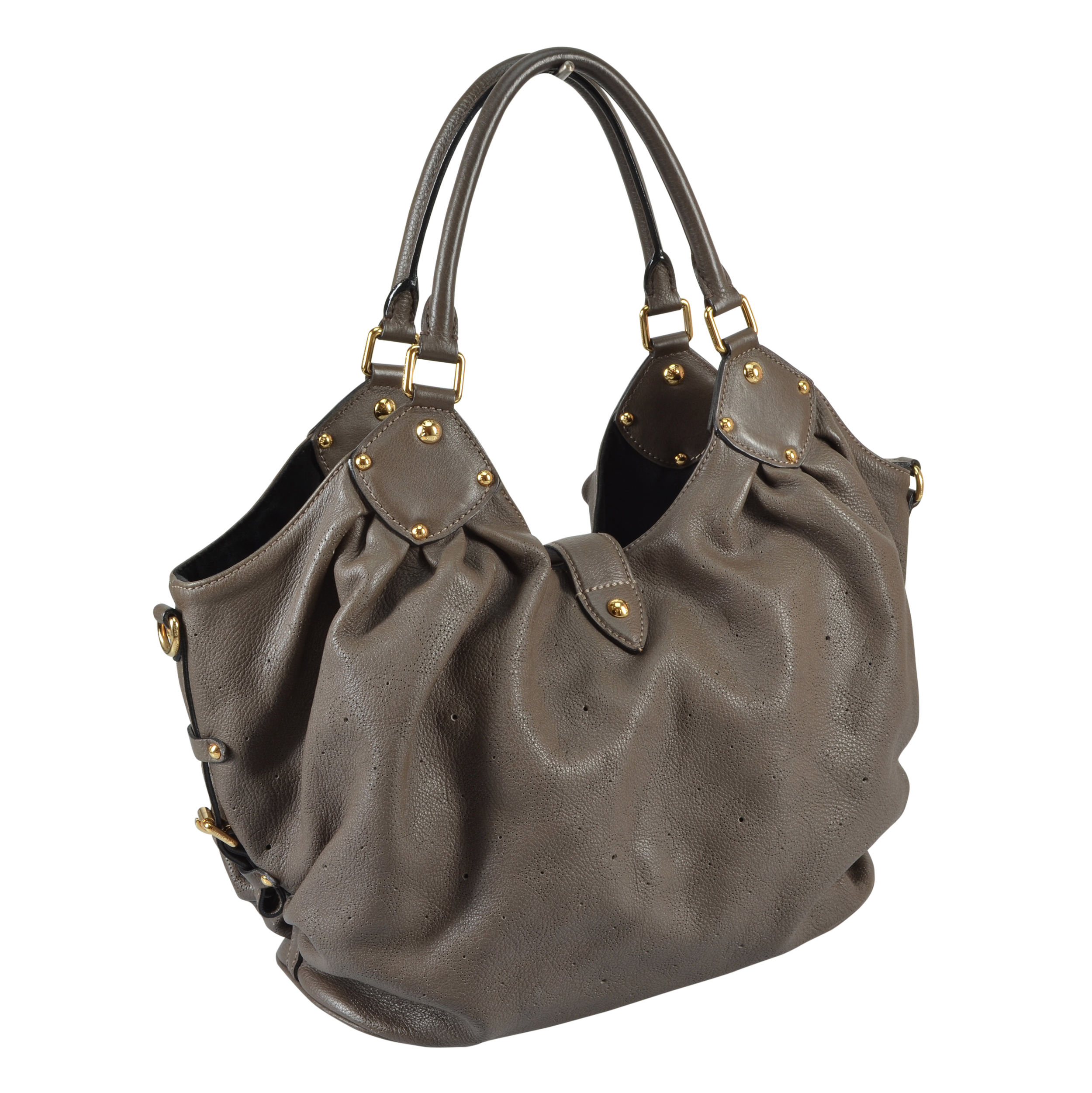 Louis Vuitton Mahina L Leder Handtasche Elephant Gris Second Hand 2