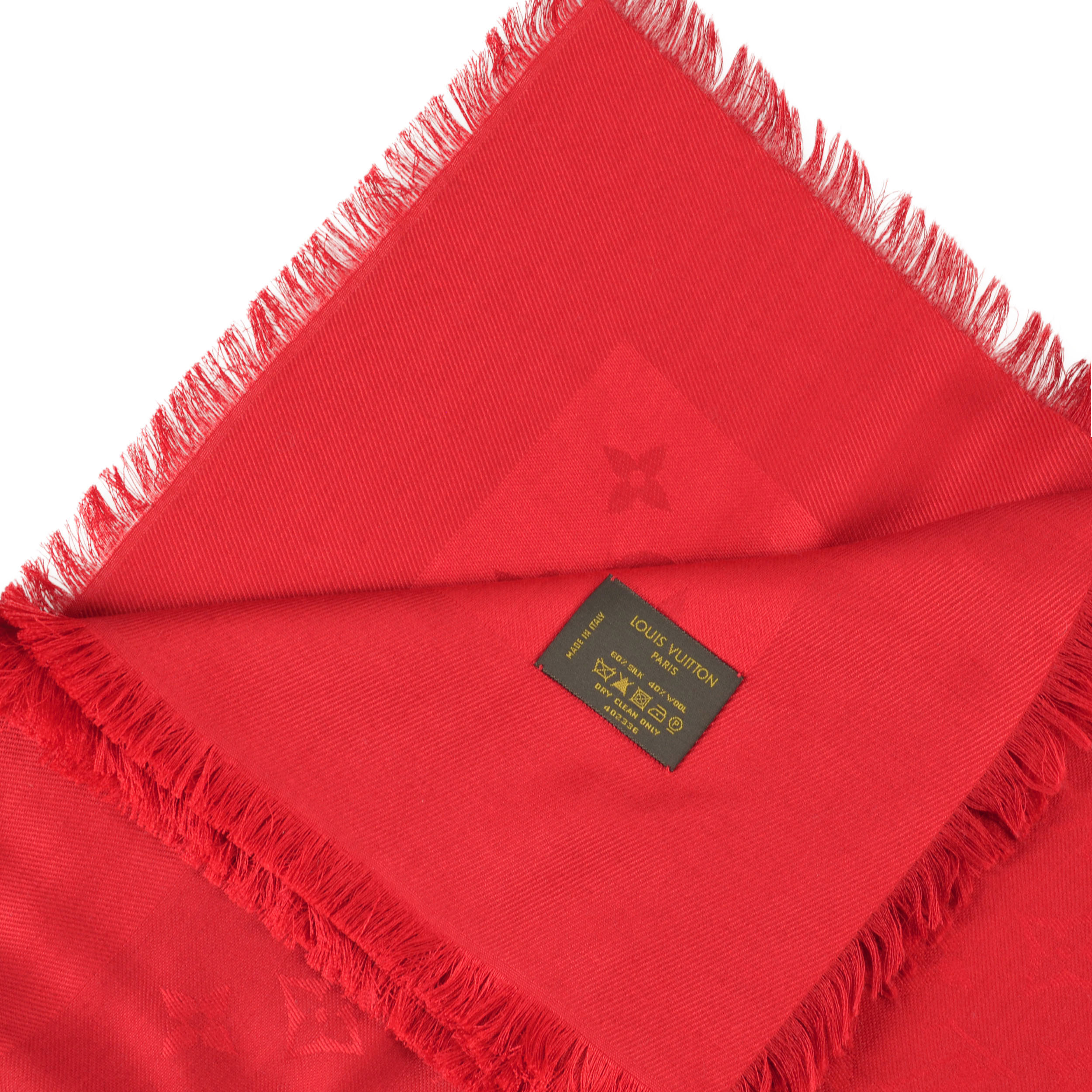 Louis Vuitton Monogram Tuch Denim Rot Wolle Seide m75262