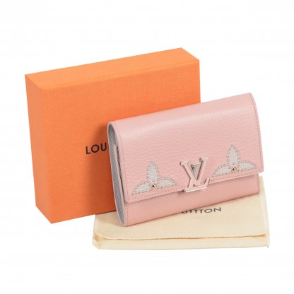 Louis Vuitton Capucines Compact Taurillon Leder Geldbörse Magnolia Second Hand 6
