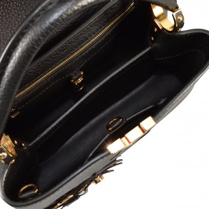 Louis Vuitton Capucines BB Flower Noir Leder Handtasche Schwarz Second Hand 9
