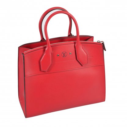 Louis Vuitton City Steamer MM Leder Handtasche Rot Second Hand 3