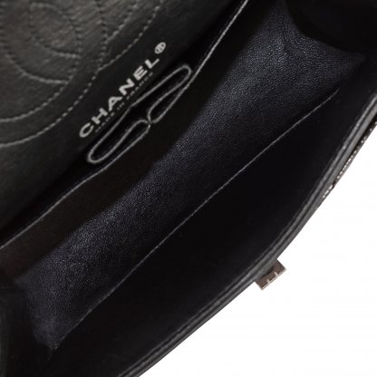 CHANEL 2.55 Small Reissue Double Flap Bag 224 Schwarz Caviar Lackleder Handtasche Second Hand 9