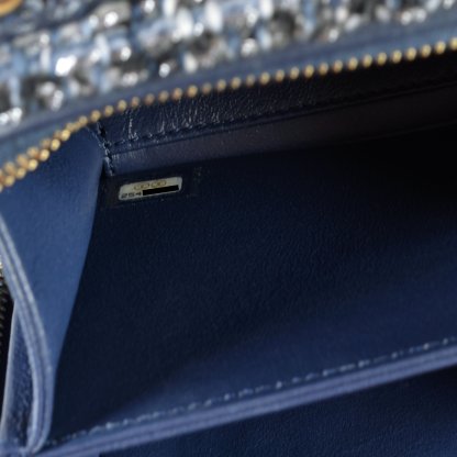 CHANEL Small Filigree Vanity Bag Tweed Python Handtasche Blau Marine Second Hand 9