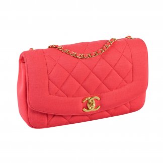 CHANEL Diana Jersey Flap Bag Handtasche Coral Second Hand 14954 2