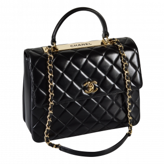 CHANEL Trendy CC Large Top Handle Bag Leder Handtasche Schwarz Second Hand 15149 1