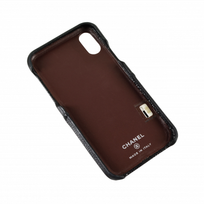 CHANEL iPhone X XS Etui Smartphone Leder Case Schwarz Second Hand 15630 3