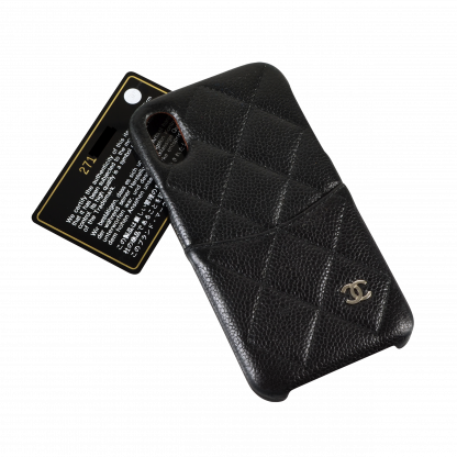 CHANEL iPhone X XS Etui Smartphone Leder Case Schwarz Second Hand 15630 1