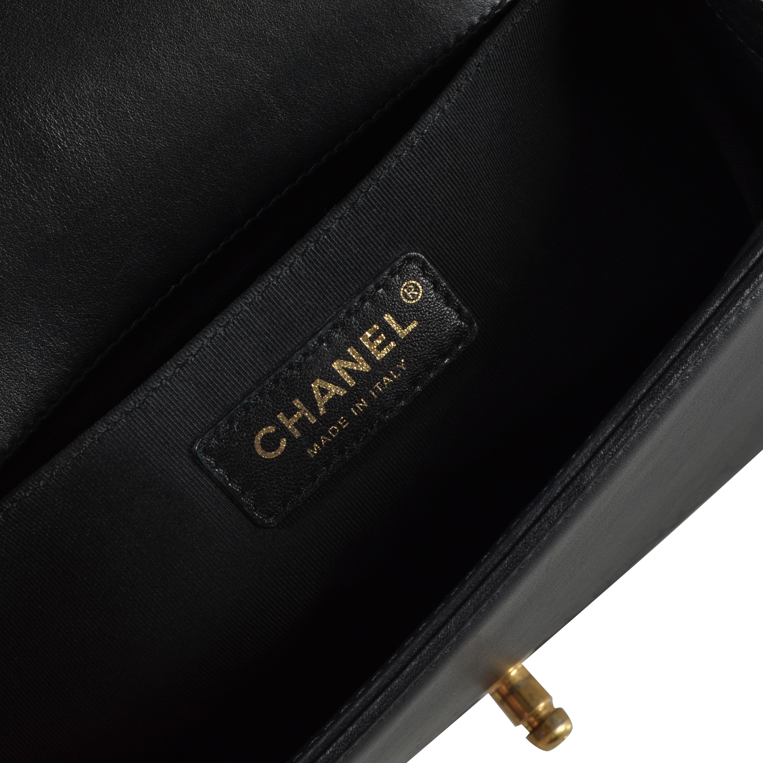 CHANEL Boy Bag Medium Samt Kalbsleder Handtasche Schwarz Gold Second Hand 15715 8