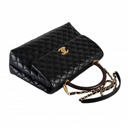 CHANEL Coco Handle Large Flap Bag Leder Handtasche Schwarz Second Hand 15929 5