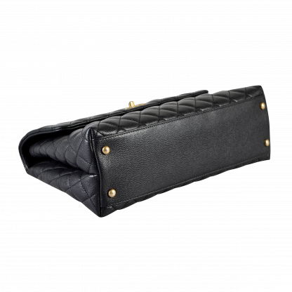 CHANEL Coco Handle Large Flap Bag Leder Handtasche Schwarz Second Hand 15929 4