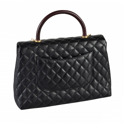 CHANEL Coco Handle Large Flap Bag Leder Handtasche Schwarz Second Hand 15929 2