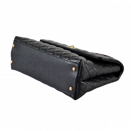 CHANEL Coco Handle Large Flap Bag Leder Handtasche Schwarz Second Hand 15929 3