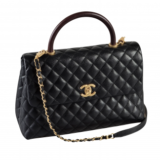 CHANEL Coco Handle Large Flap Bag Leder Handtasche Schwarz Second Hand 15929 1