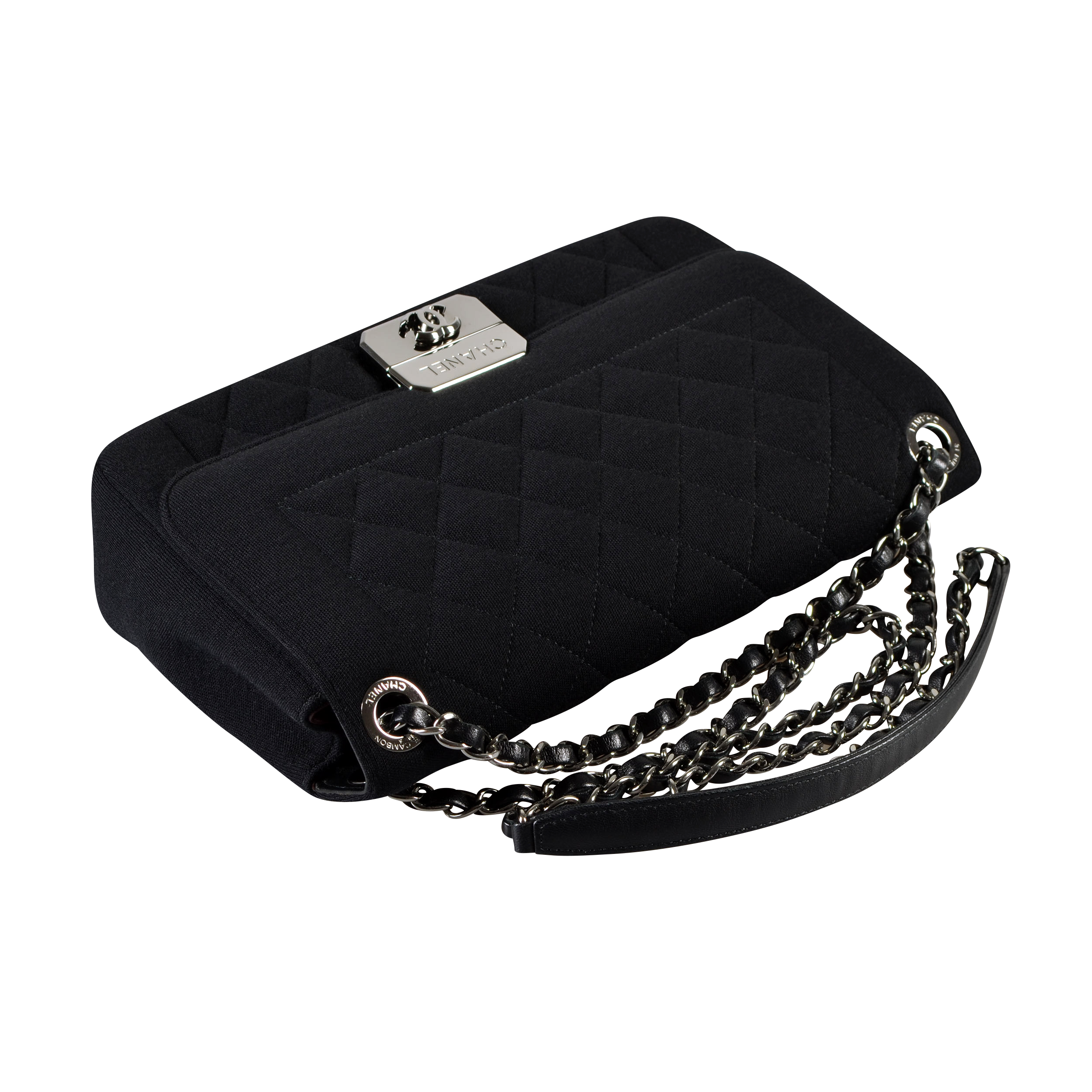 CHANEL Jersey Flap Bag Handtasche Schwarz Second Hand 16133 6
