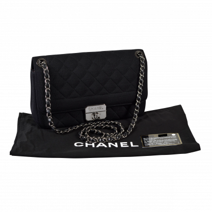 CHANEL Jersey Flap Bag Handtasche Schwarz Second Hand 16133 1