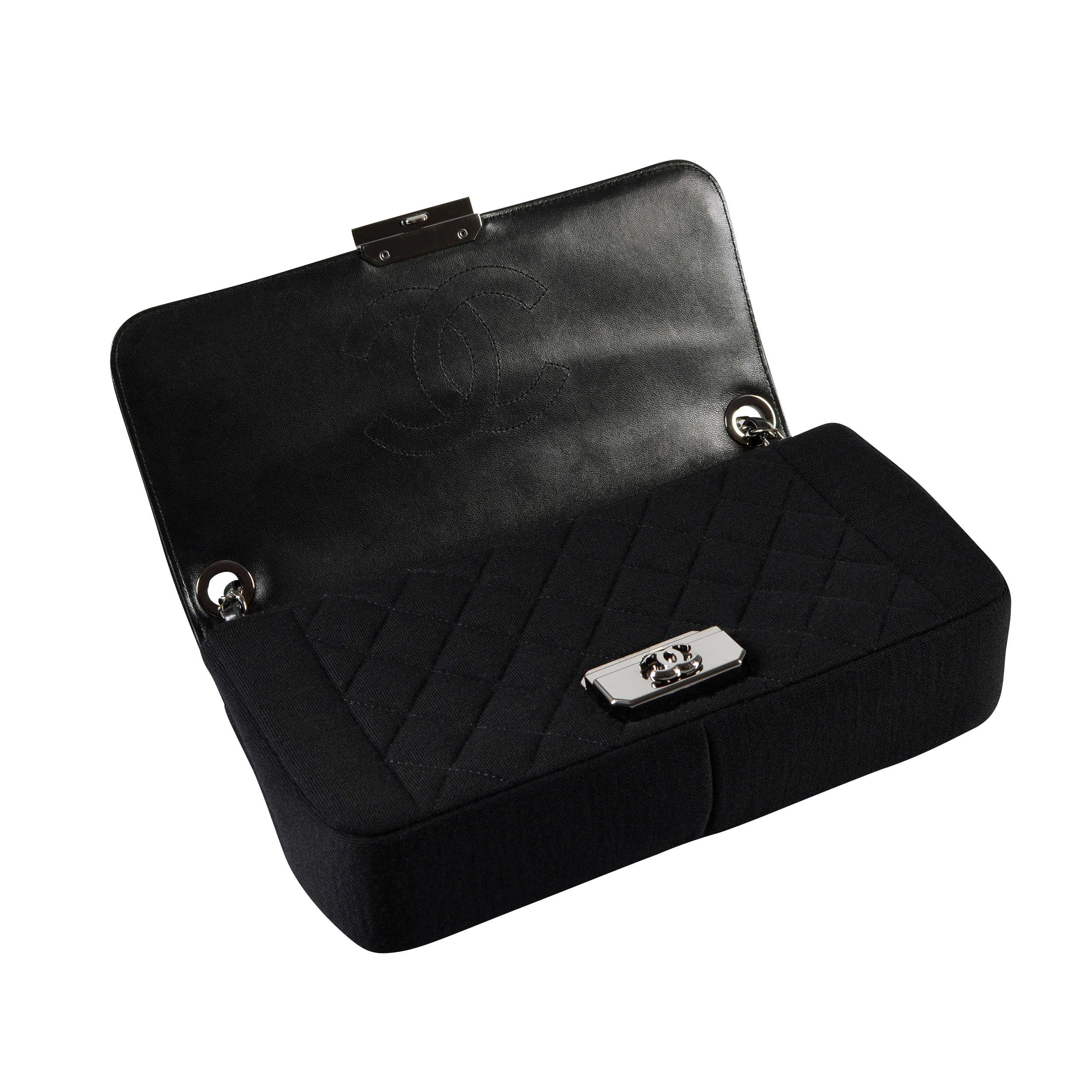 CHANEL Jersey Flap Bag Handtasche Schwarz Second Hand 16133 7