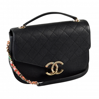 CHANEL Coco Curve Flap Bag Caviar Leder Handtasche Schwarz Second Hand 16134 2