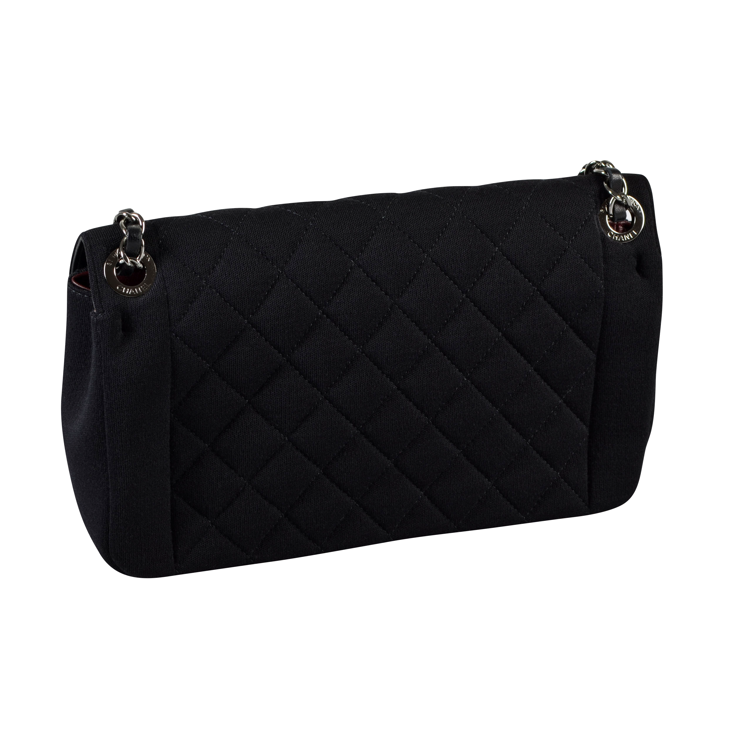 CHANEL Jersey Flap Bag Handtasche Schwarz Second Hand 16133 3