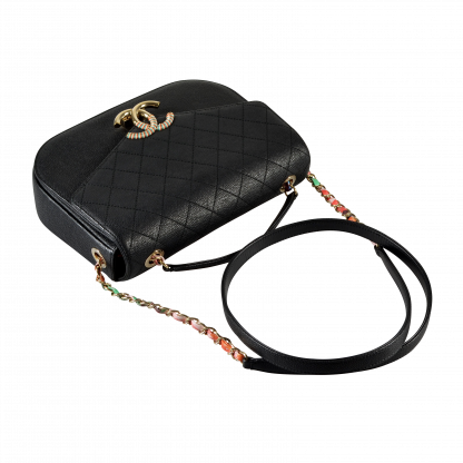 CHANEL Coco Curve Flap Bag Caviar Leder Handtasche Schwarz Second Hand 16134 6