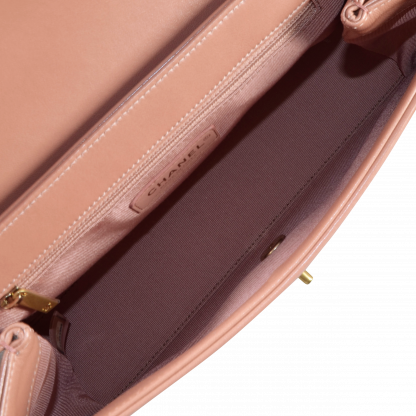 CHANEL Chevron Stitched Chain Flap Bag Leder Handtasche Braunrosa Second Hand 16251 7