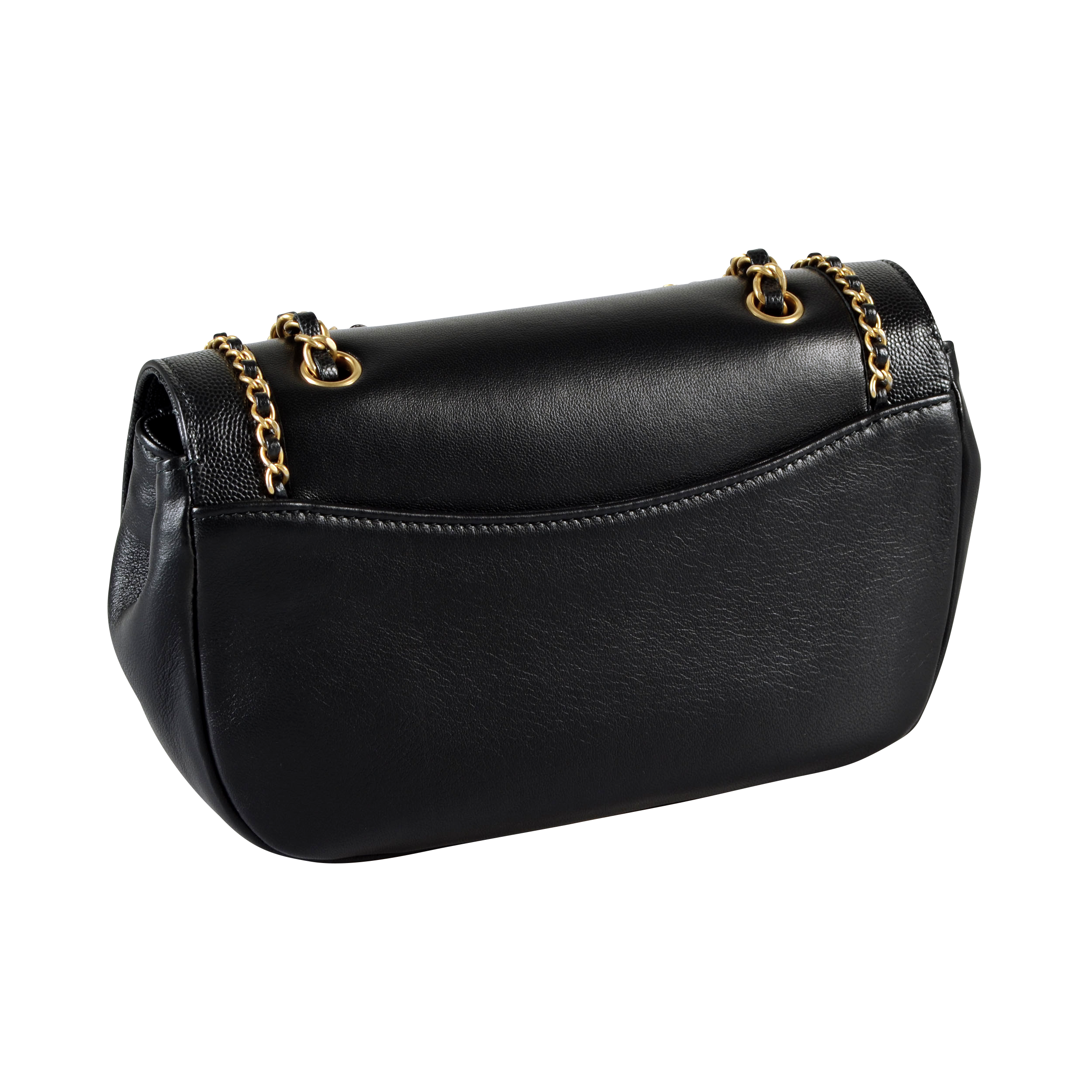 CHANEL Woven Chain Around Flap Bag Leder Handtasche Schwarz Second Hand 16233 3