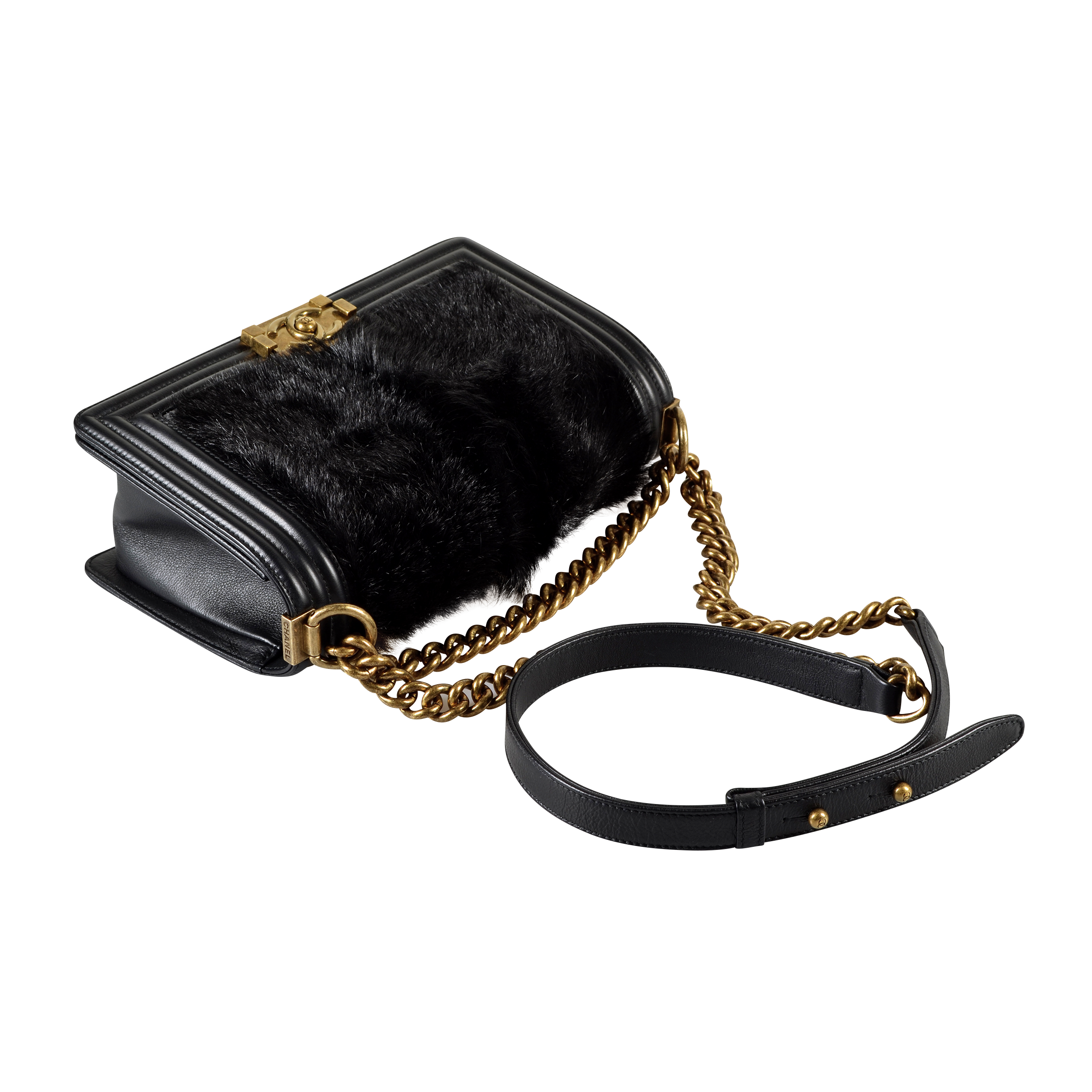 Chanel Boy Calf Hair Medium Flap Bag Leder Handtasche Schwarz Second Hand 16549 6