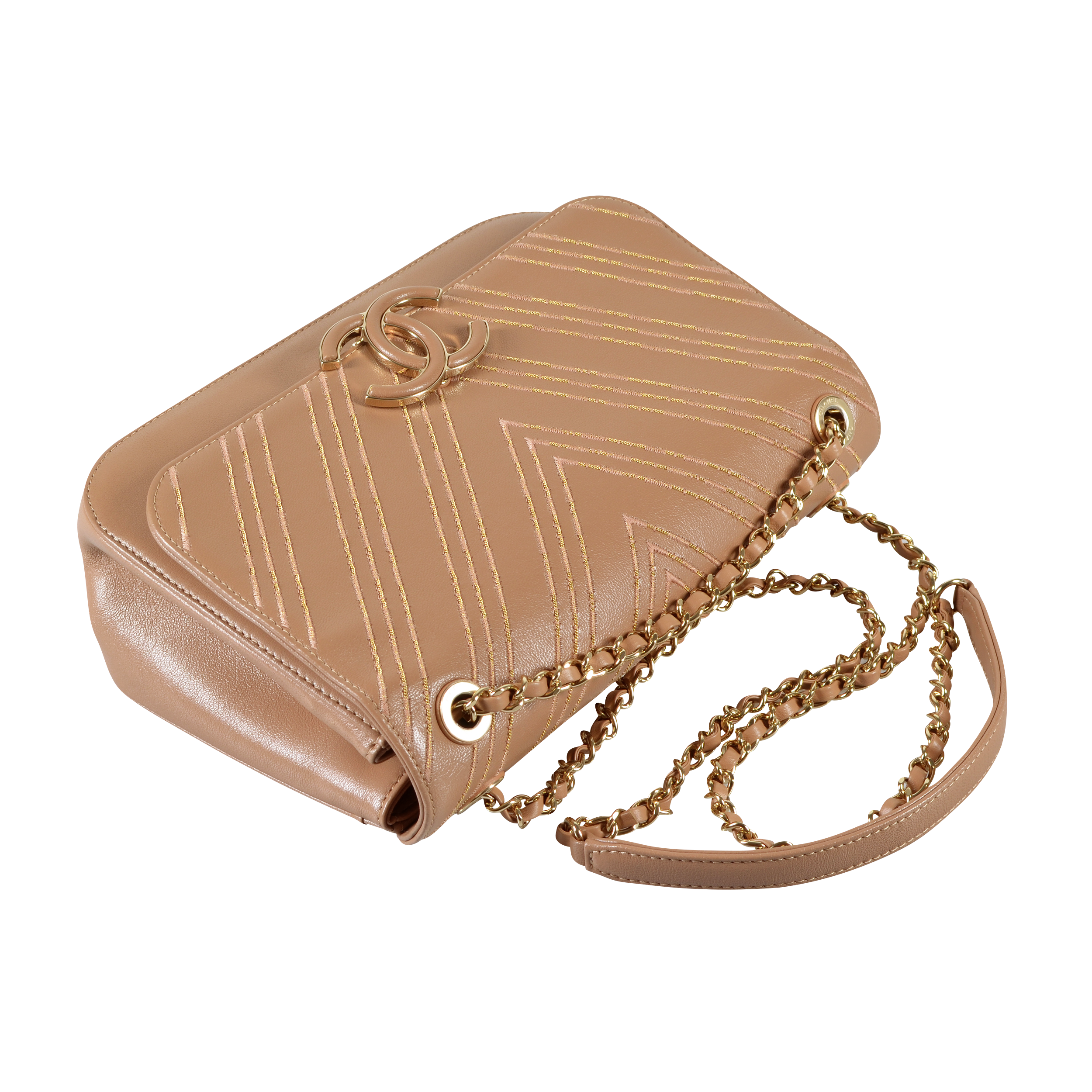 CHANEL Large Subtle Flap Bag Leder Handtasche Braun Second Hand 16534 5