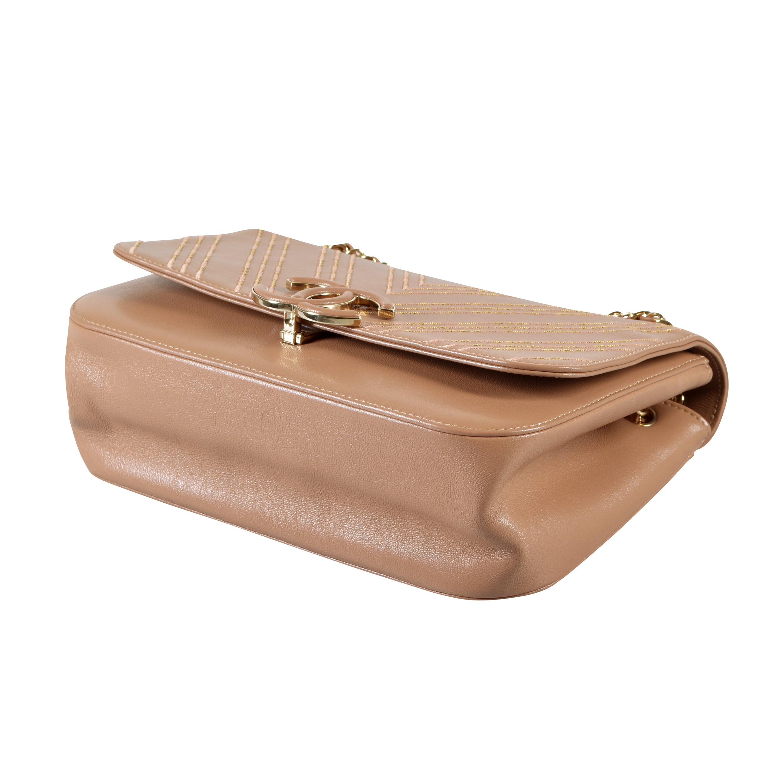 CHANEL Large Subtle Flap Bag Leder Handtasche Braun Second Hand 16534 4