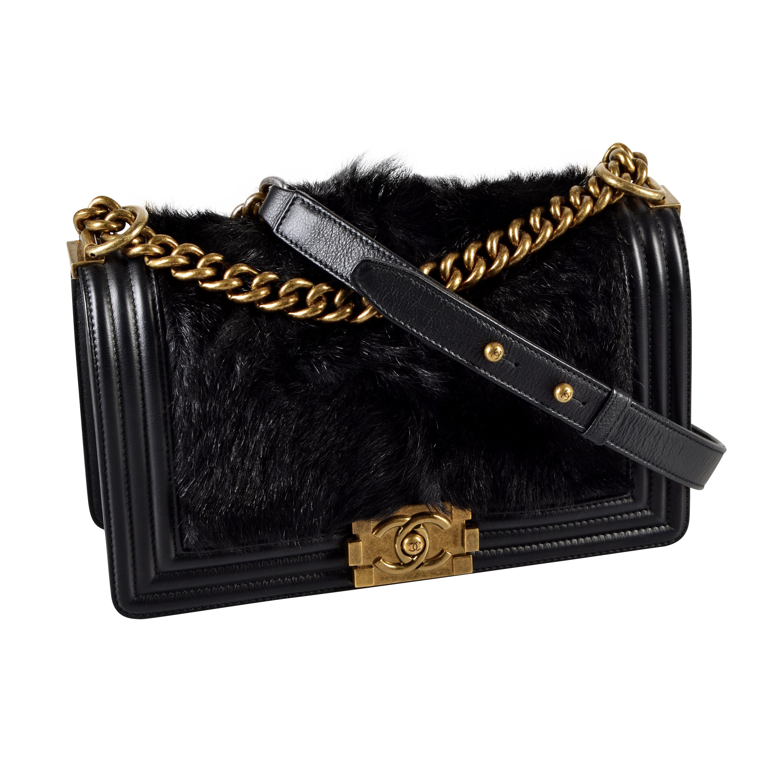 Chanel Boy Calf Hair Medium Flap Bag Leder Handtasche Schwarz Second Hand 16549 2