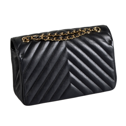 CHANEL Chevron Rectangular Mini Flap Bag Leder Handtasche Schwarz Second Hand 16670 2