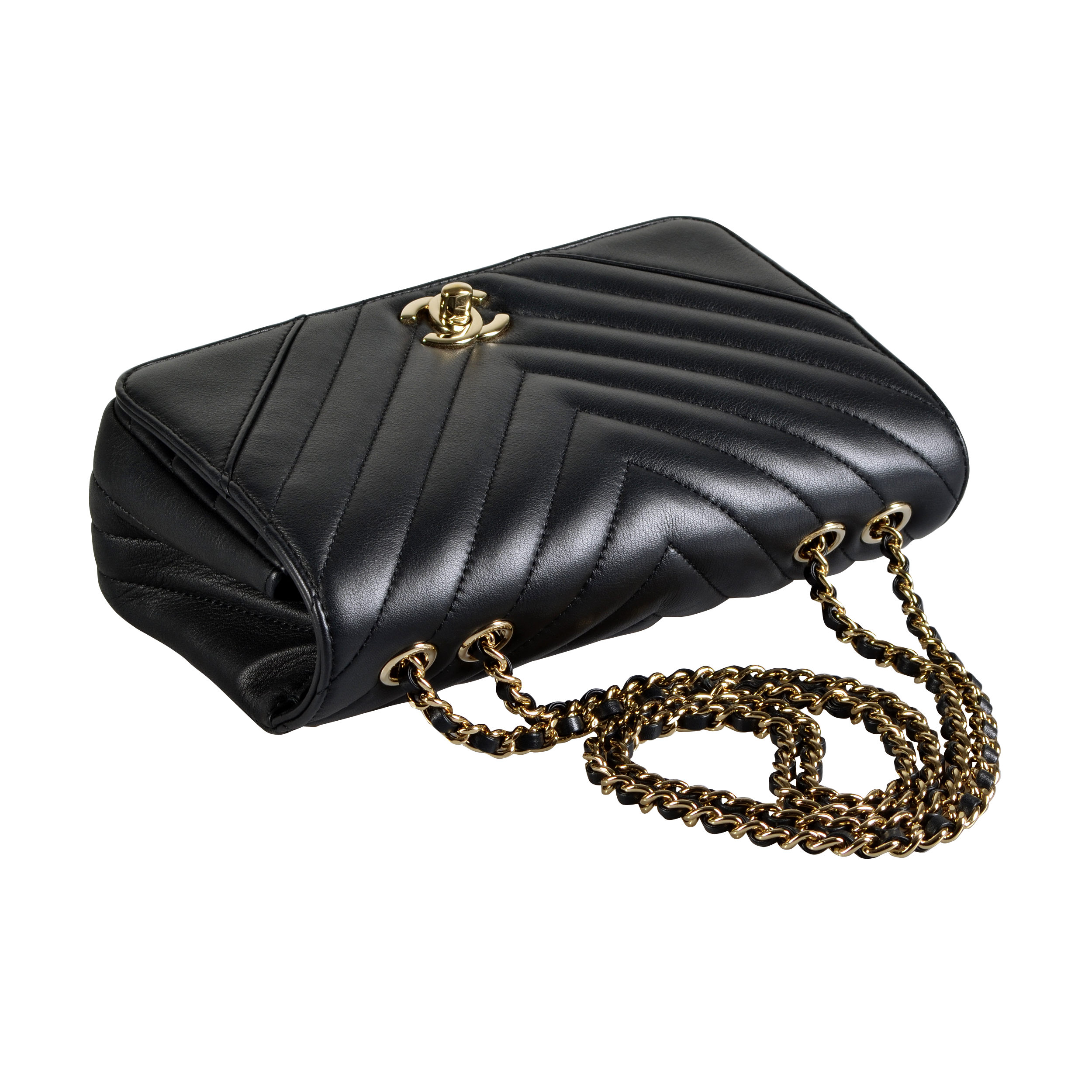 CHANEL Chevron Rectangular Mini Flap Bag Leder Handtasche Schwarz Second Hand 16670 5