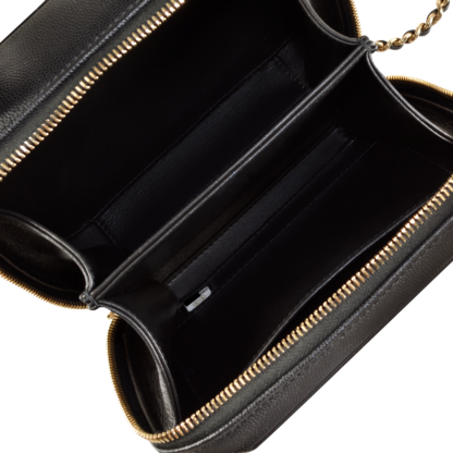CHANEL Small Filigree Vanity Bag Leder Handtasche Schwarz Second Hand 16803 6