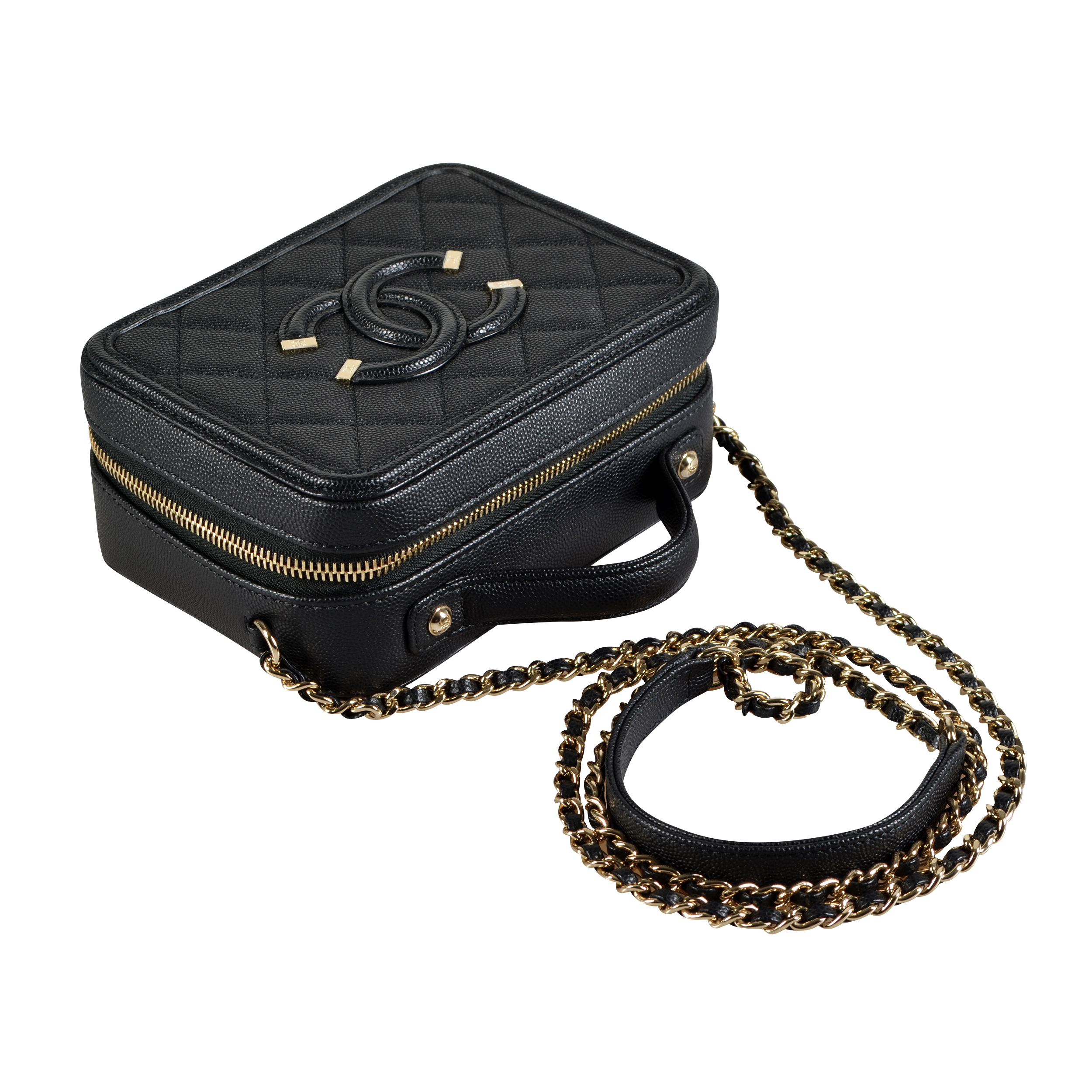 CHANEL Small Filigree Vanity Bag Leder Handtasche Schwarz Second Hand 16803 5