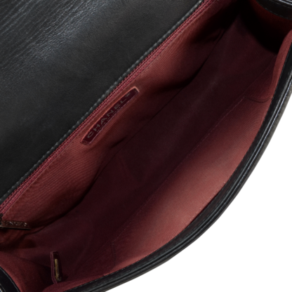 CHANEL Chevron Boy Bag Large Leder Handtasche Schwarz Second Hand 16751 7
