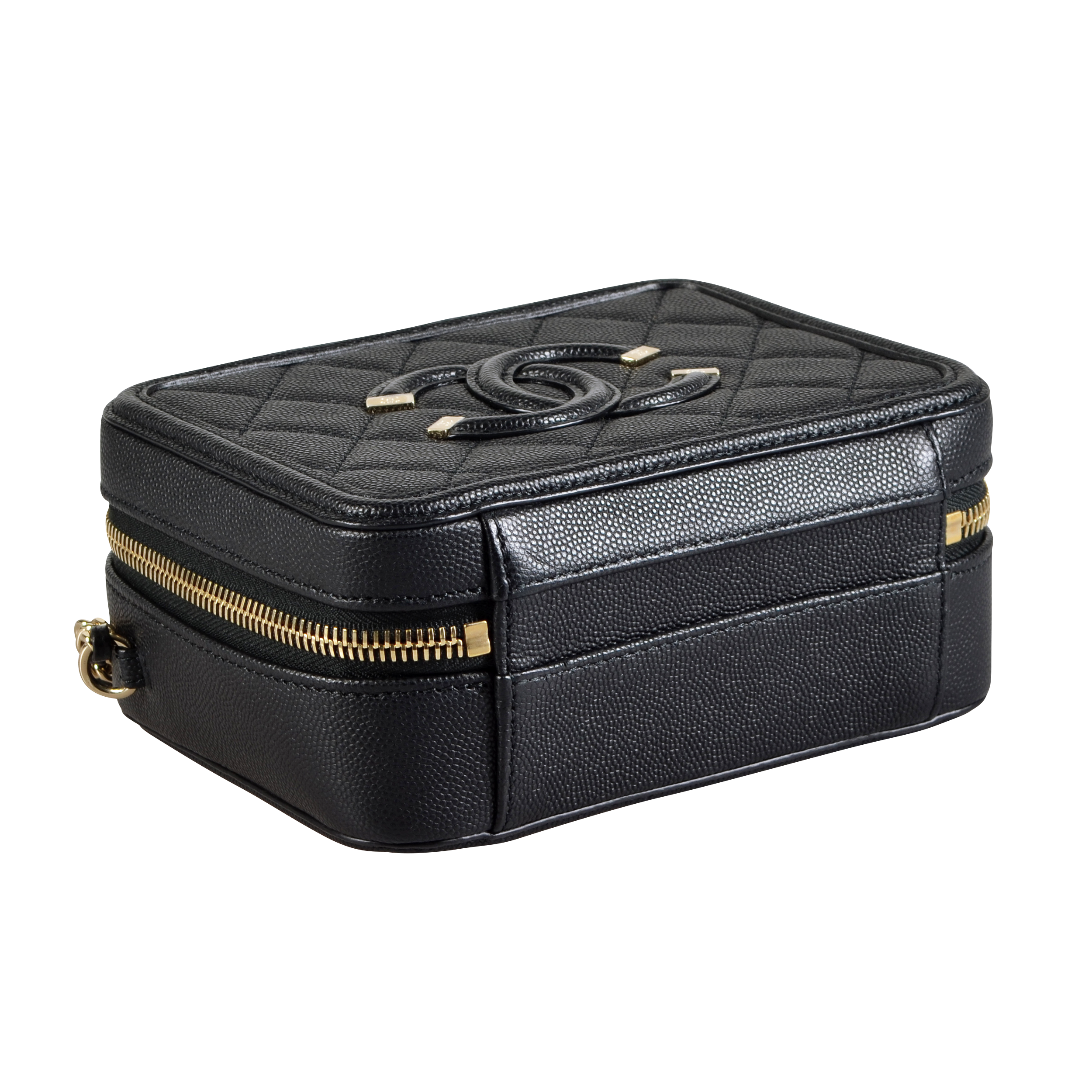 CHANEL Small Filigree Vanity Bag Leder Handtasche Schwarz Second Hand 16803 4