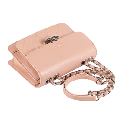 CHANEL Flap Bag Leder Handtasche Beige-Rosa Second Hand 17245 5